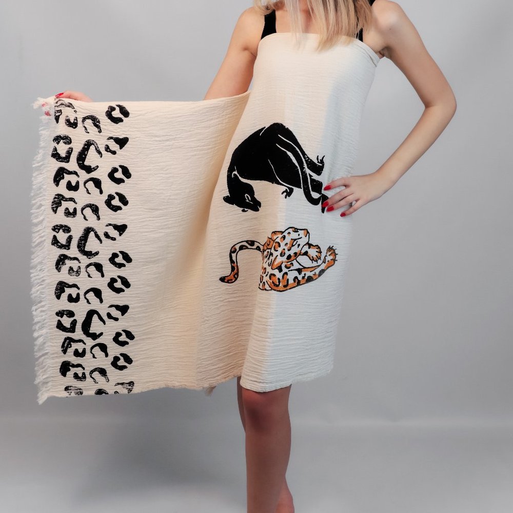 ICONIUM Luxury LEOPARD printed, muslin Peshtemal for women